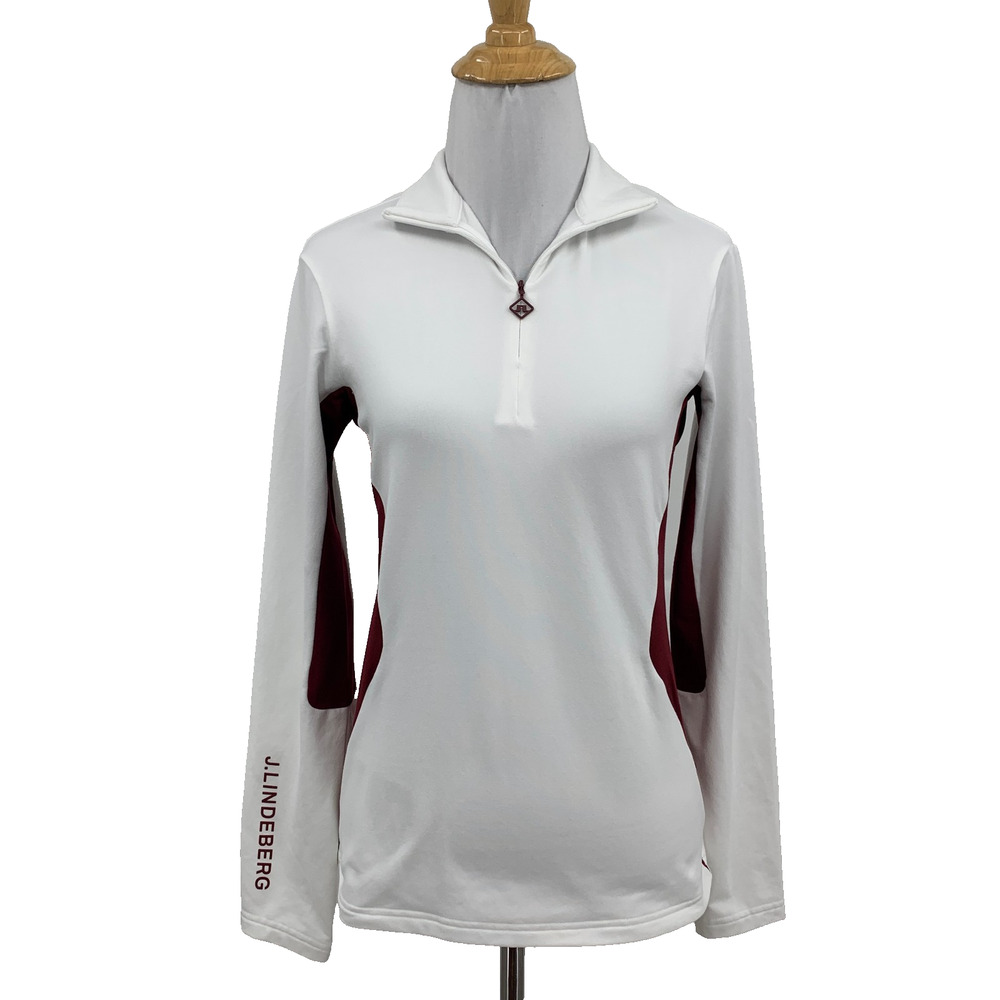 J Lindeberg Sweatshirt Womens S Small White Cookies Colored Block Panels 1/4 Zip